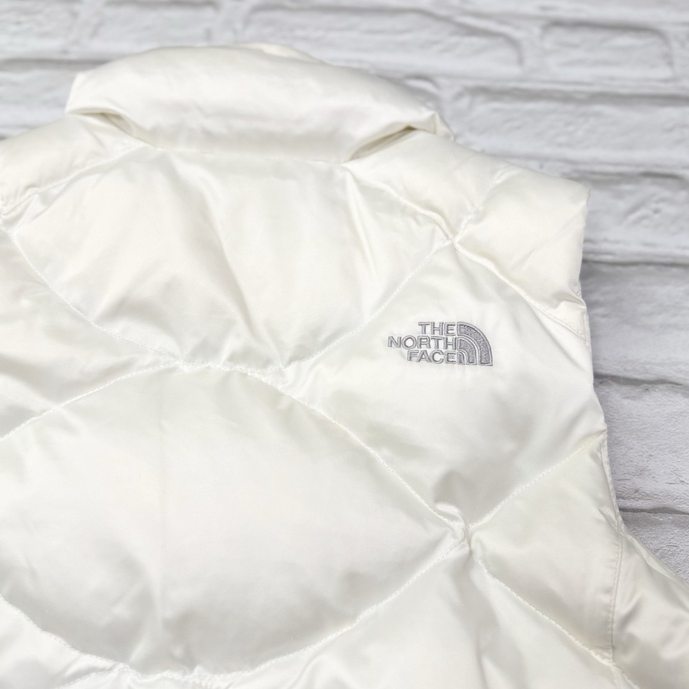 The North Face 550 Goose Down Quilted Puffer Vest Women's Sz Medium White‎ Blue - Picture 13 of 14